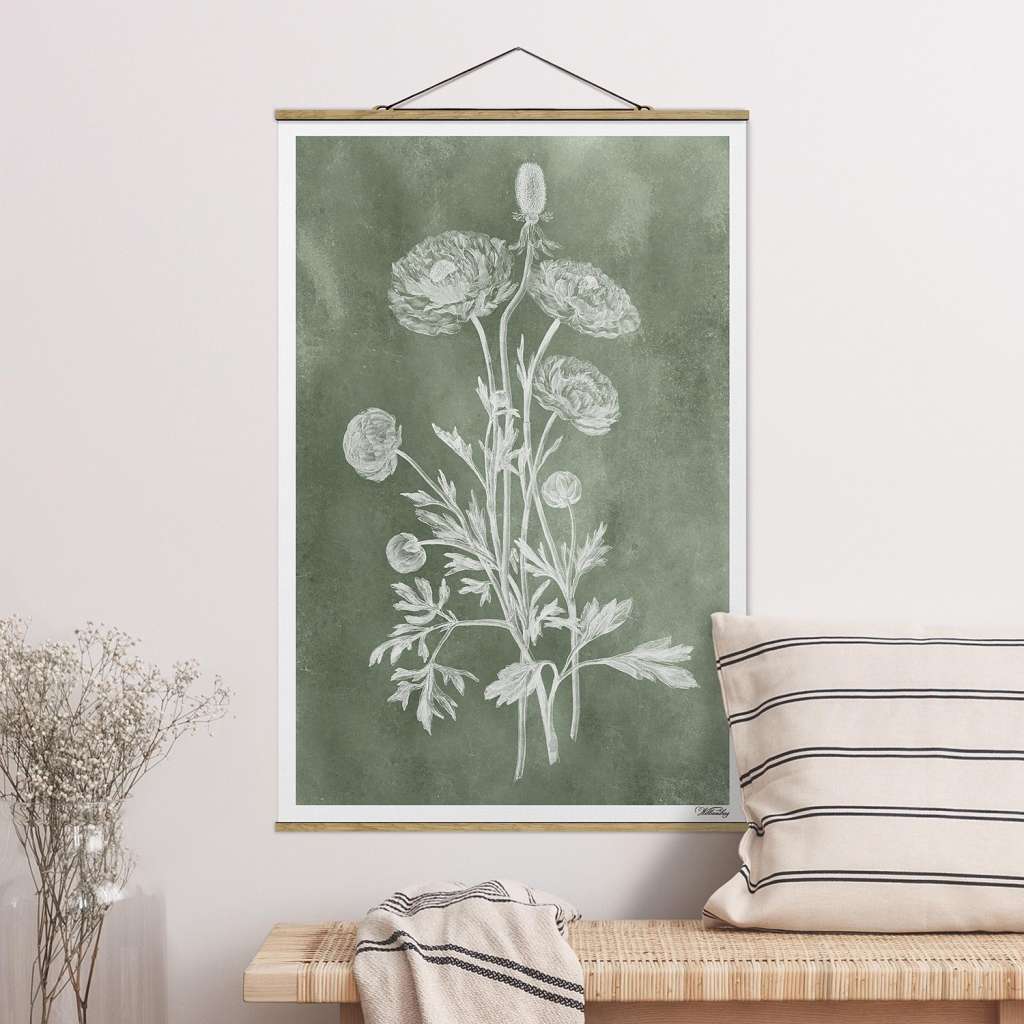 home24 Stoffbild Vintage Illustration Salbei