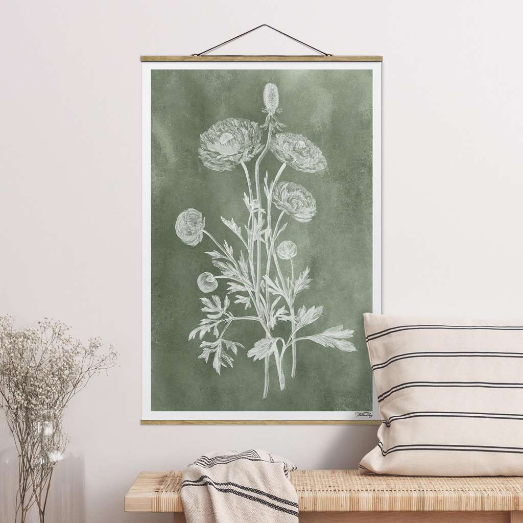 home24 Stoffbild Vintage Illustration Salbei