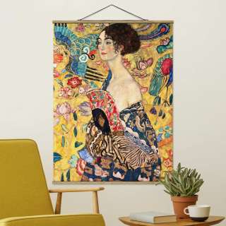 home24 Stoffbild Gustav Klimt Dame mit Fächer