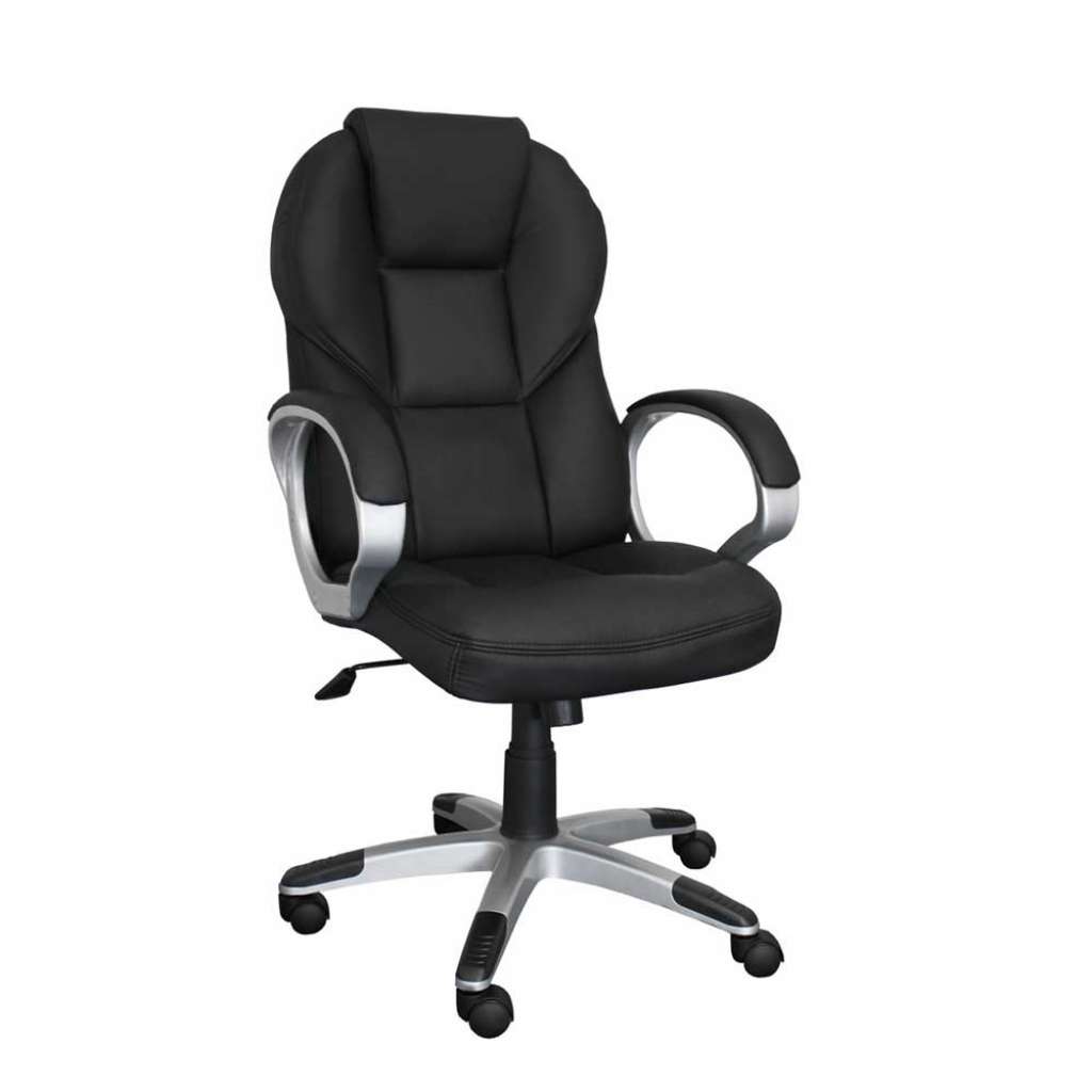 Schreibtischsessel ergonomisch in Schwarz Kunstleder höhenverstellbarem Sitz