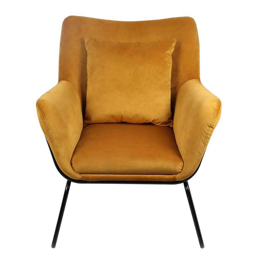 Lounge Samt Sessel mit Kissen Gelb