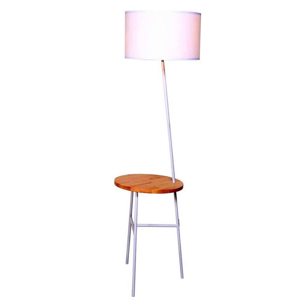 Beistelltisch mit Lampe in Weiß Skandi Design