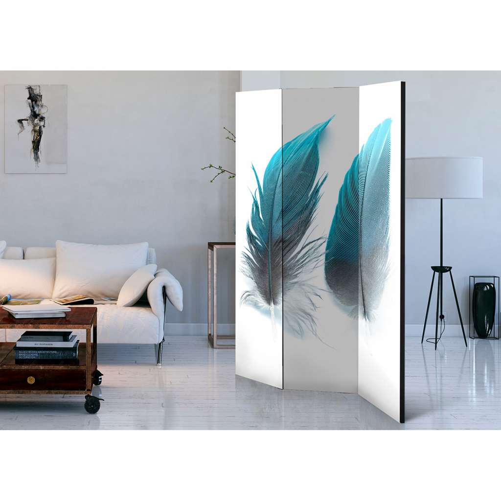 home24 Paravent Blue Feathers