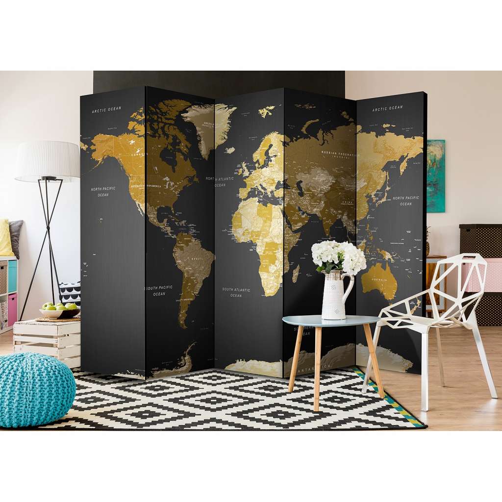 home24 Paravent World map on dark background