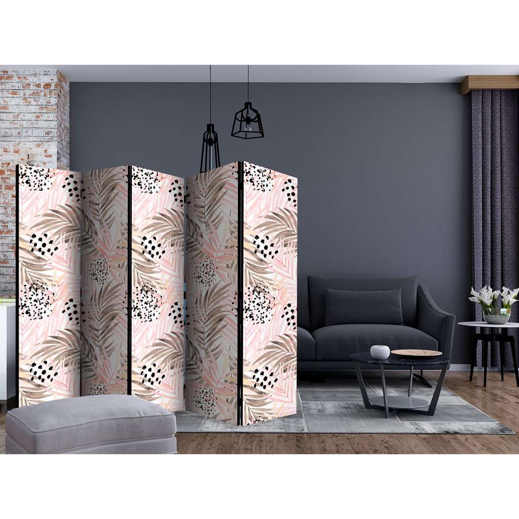 home24 Paravent Pink Palm Leaves