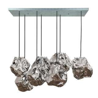 Designer Pendelleuchte in Chrom und Grau 7 Fassungen