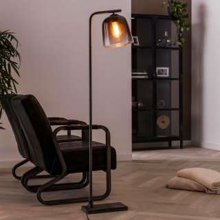 Stehlampe mit Glasschirm Altsilberfarben