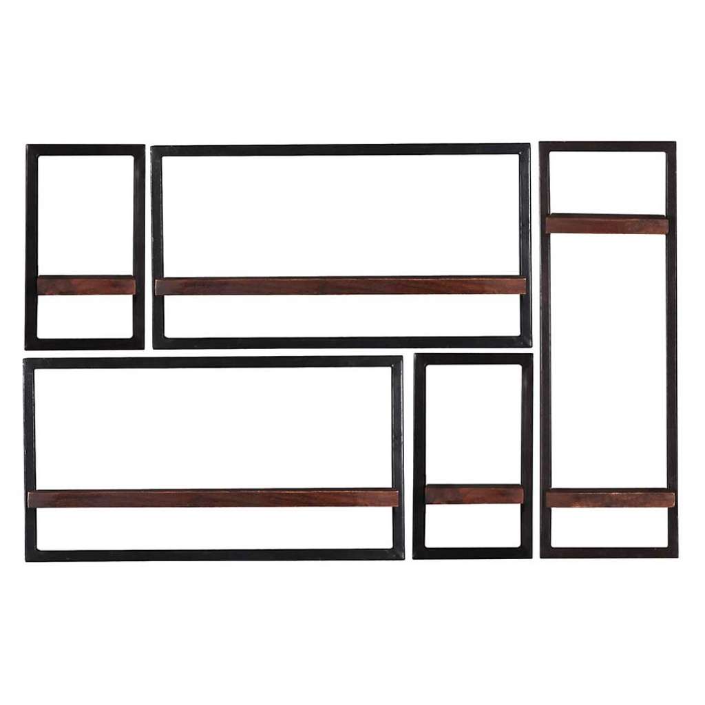 Wandregal Kombination im Kolonialstil Antik Finish (fünfteilig)