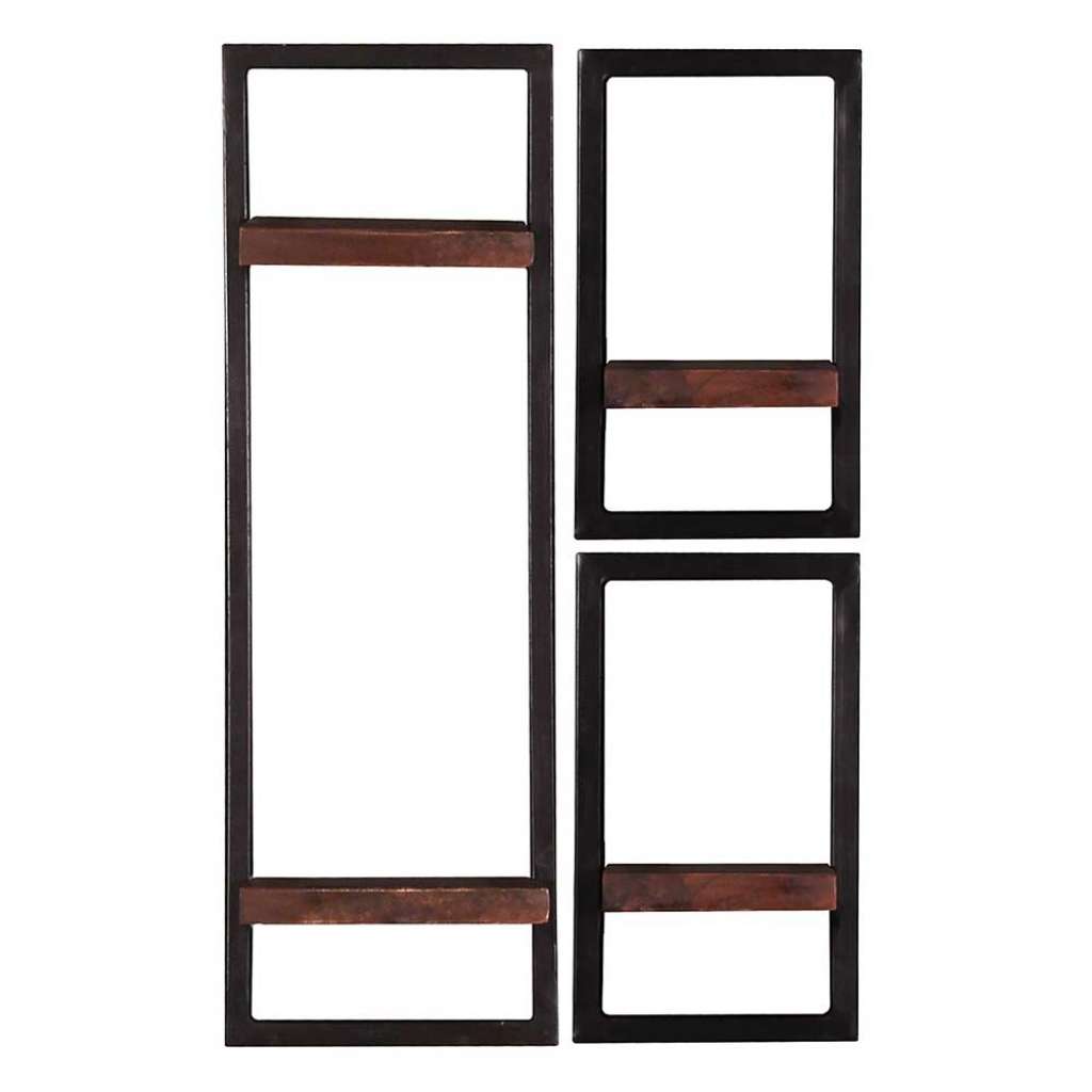 Kolonialstil Regale in Holz Antik Metall (dreiteilig)