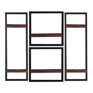 Vier Wandboards aus Recyclingholz & Metall Teak Böden (vierteilig)