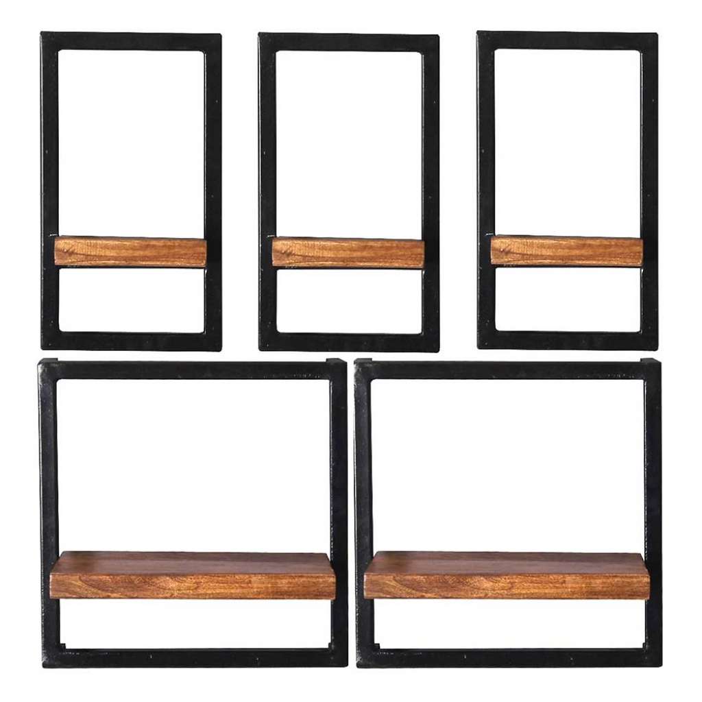 Wohnzimmerregal Set mit Holzböden Metallrahmen (fünfteilig)