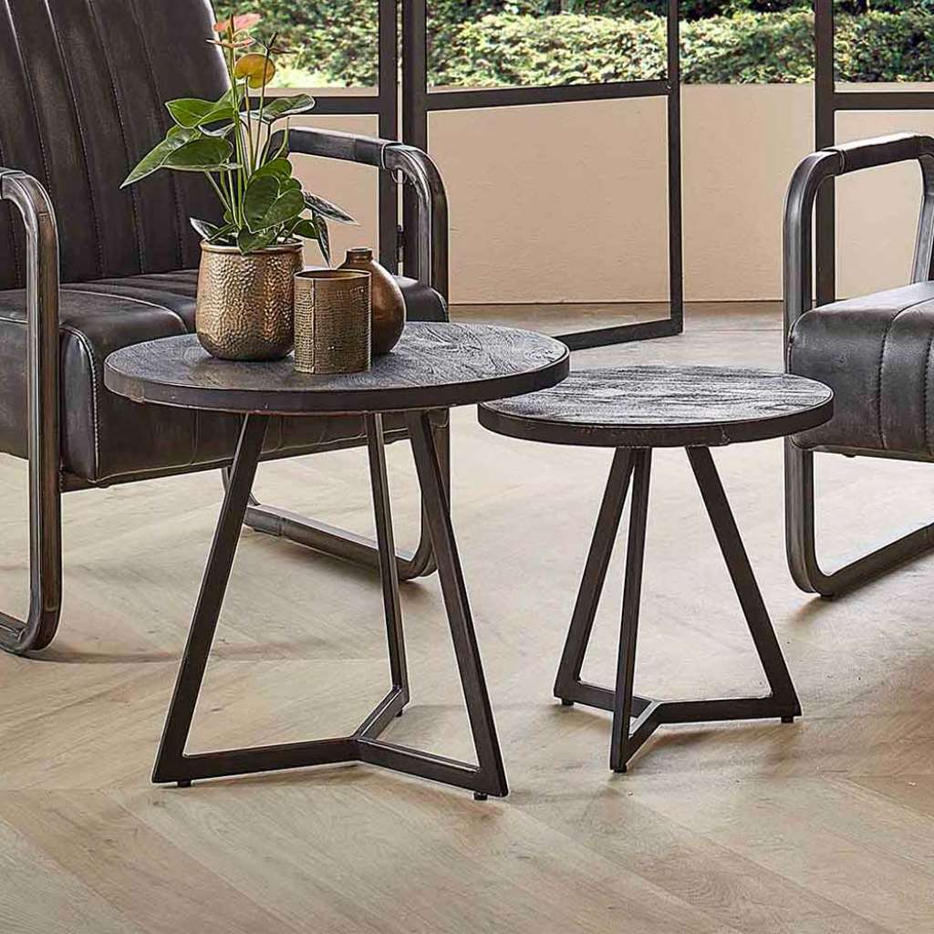 Beistelltische Sessel in Schwarz Industry und Loft Stil (zweiteilig)
