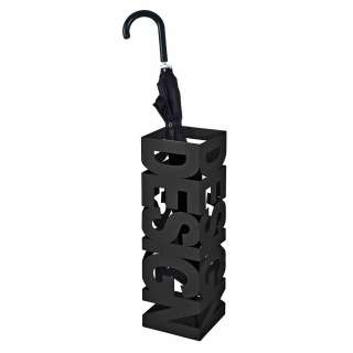 Regenschirmständer in Schwarz Wording Motiv