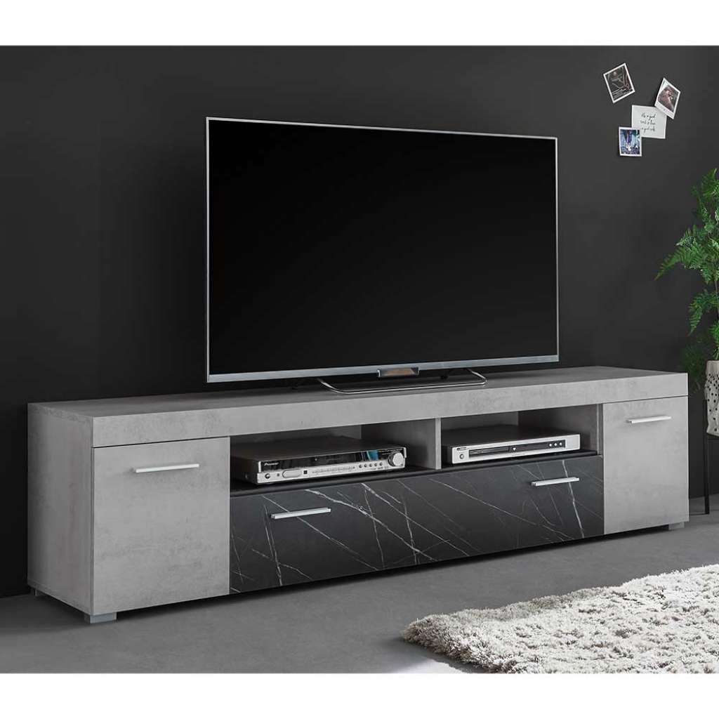 Fernsehkommode modern in Beton Grau Anthrazit Marmoroptik