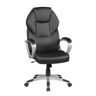 Schwarzer Chef Sessel mit Bezug aus Kunstleder verstellbarer Rückenlehne