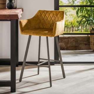 Tresen Hocker mit 66 cm Sitzhöhe Bezug aus Samt (2er Set)