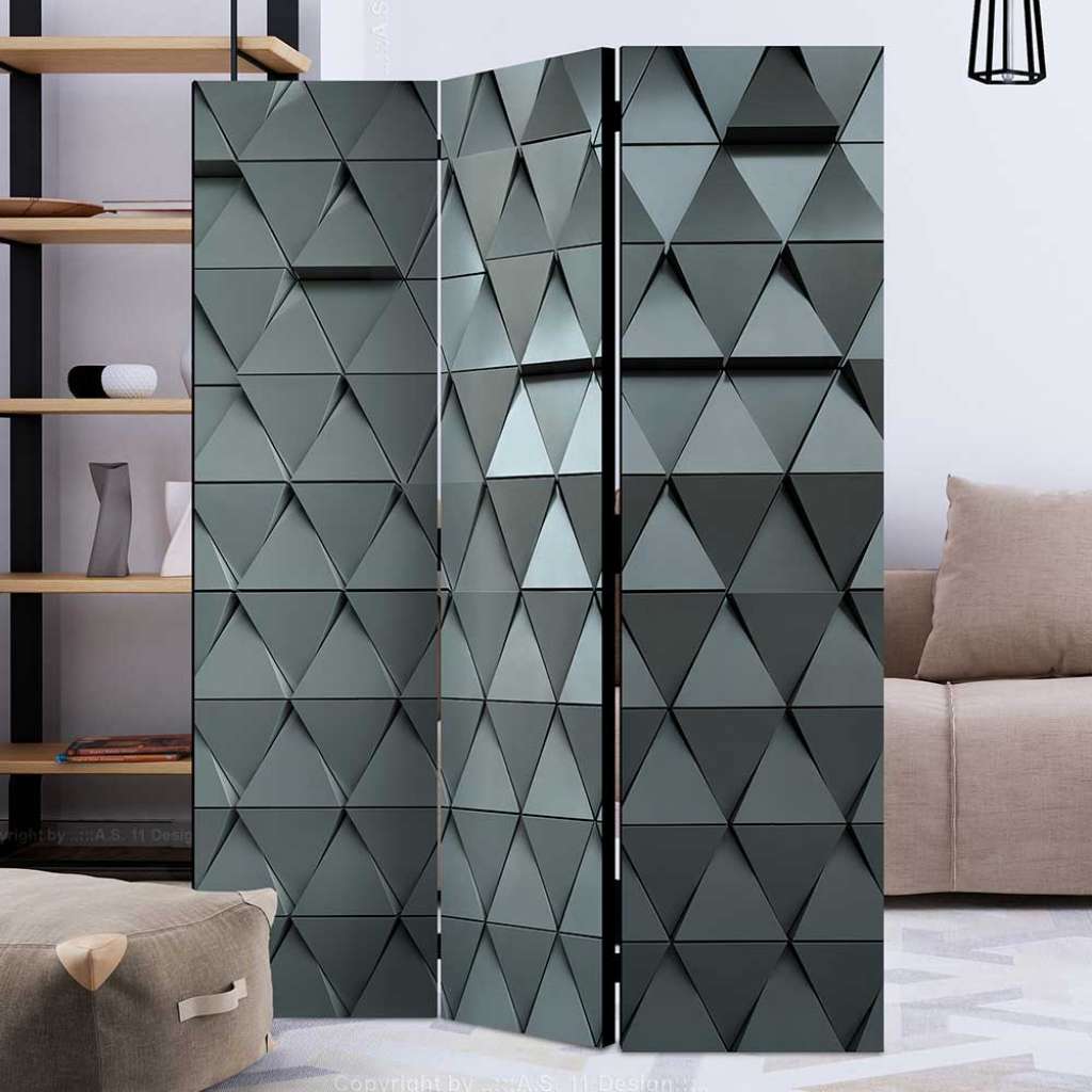 Metalloptik Paravent mit geometrischem Muster Grau