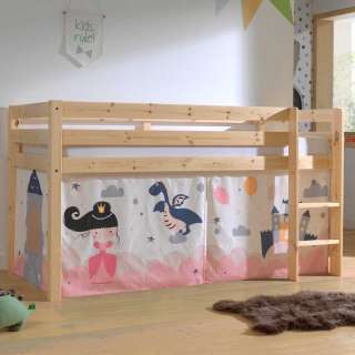 Prinzessin Bett aus Kiefer Massivholz Vorhang Set