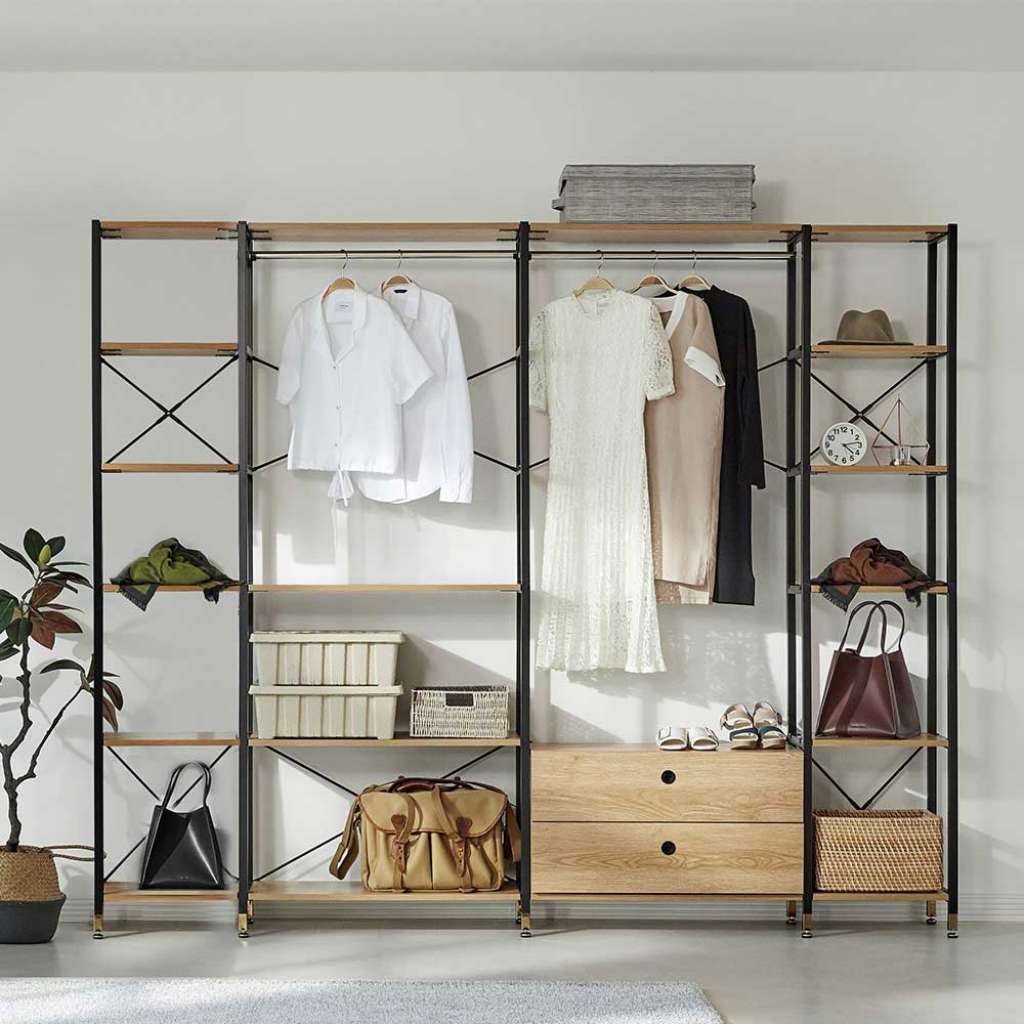 Komplett Garderobe im Industrie und Loft Stil zwei Schubladen & Kleiderstangen