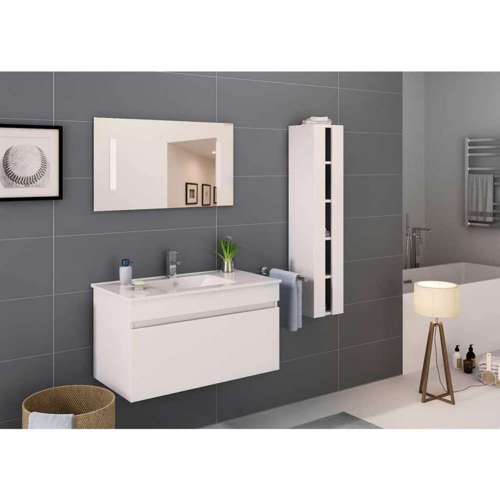 Hochglänzende Badmöbel in Weiß die Wandmontage (dreiteilig)