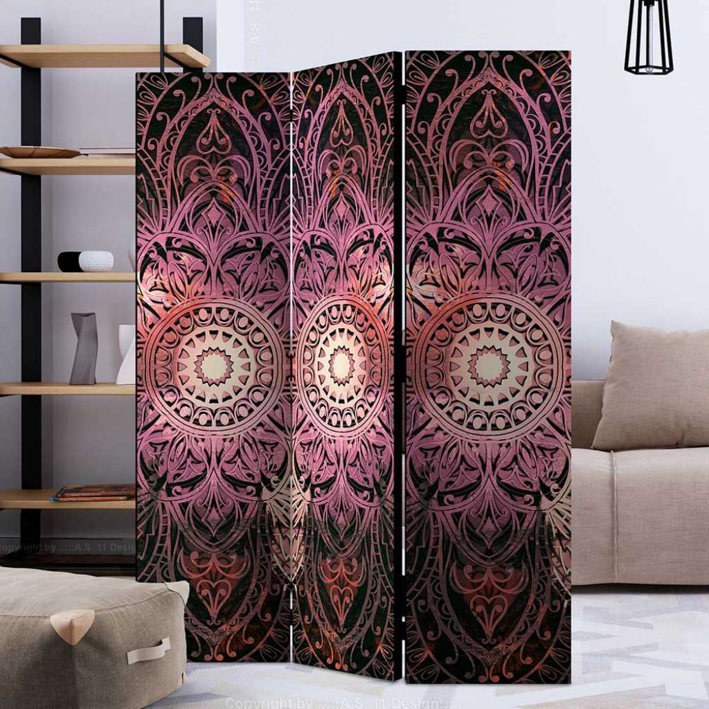 Mandala Paravent mit Leinwand Füllung beidseitig bedruckt lichtecht