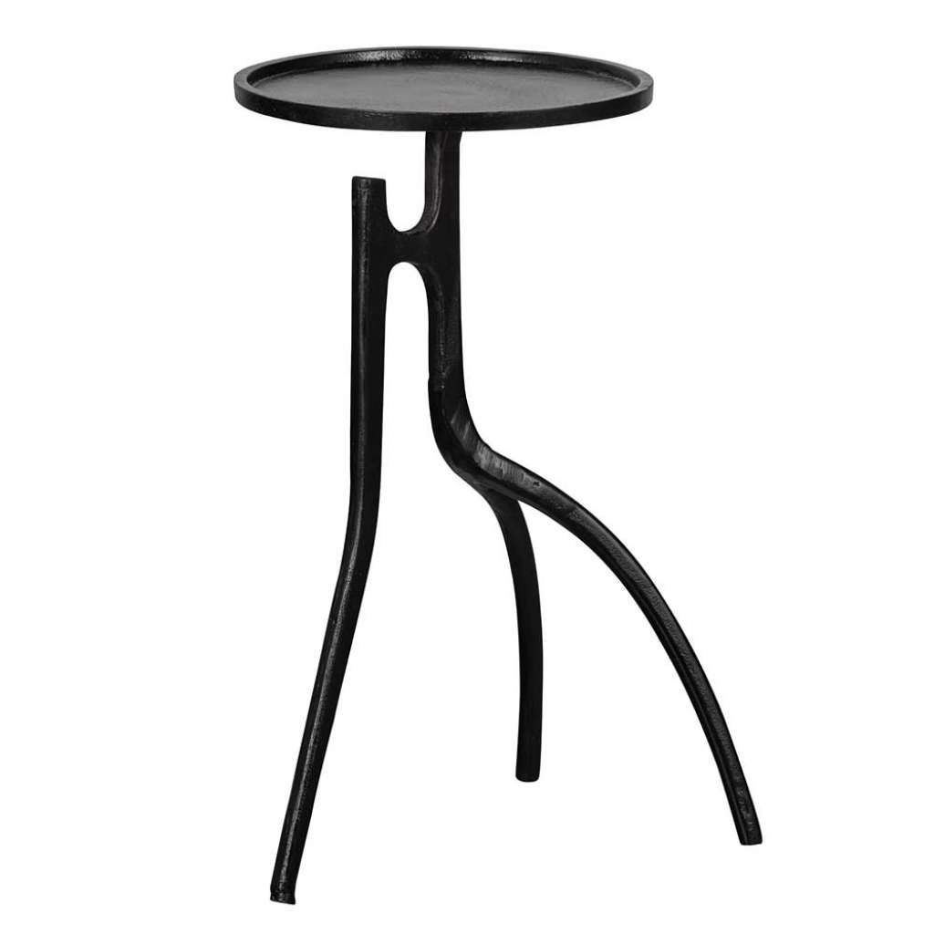 Metalltisch organische Form in Schwarz Dreifußgestell