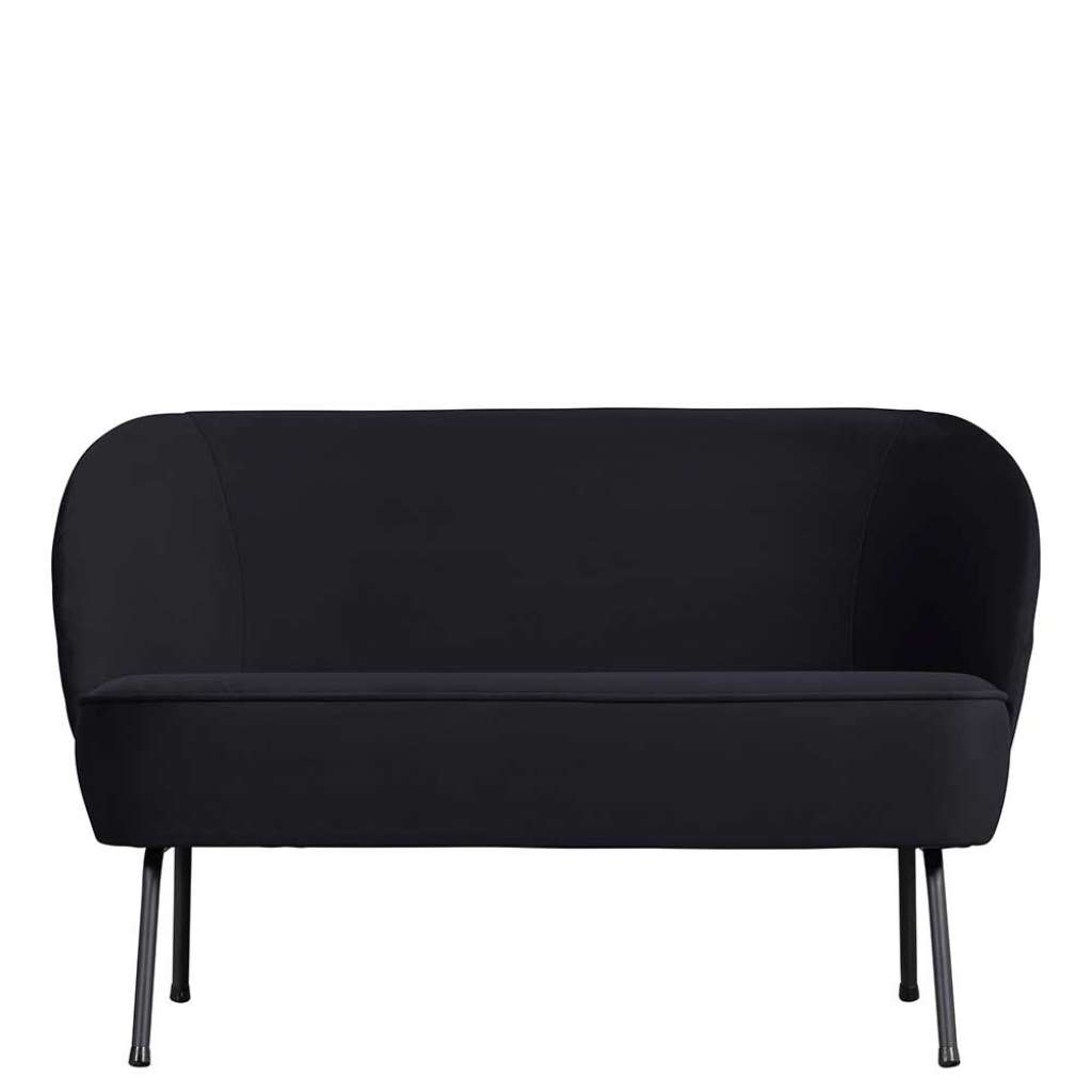 Kleine Couch im Retrostil Bezug Blauschwarz Samt
