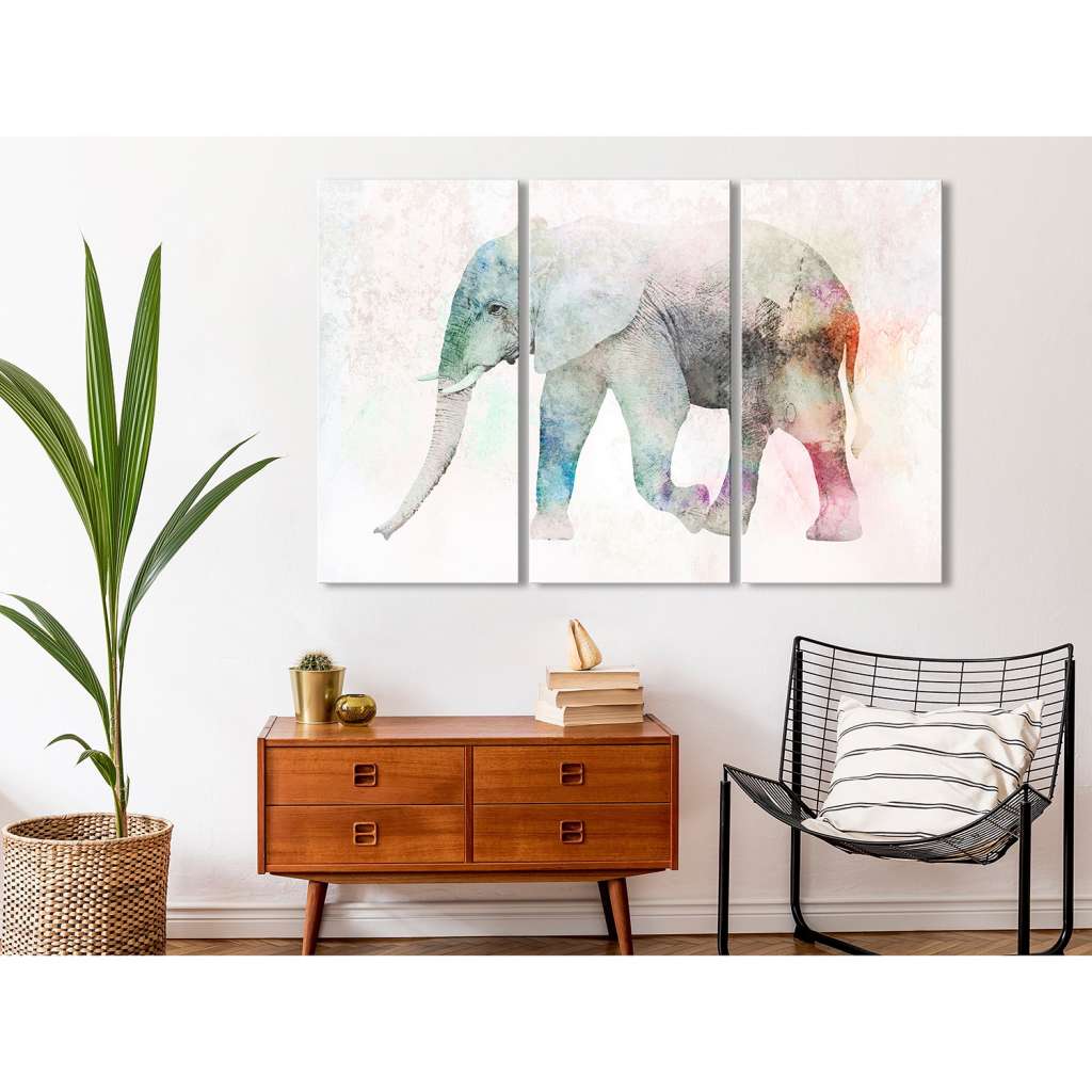 home24 Wandbild Painted Elephant (3-teilig)