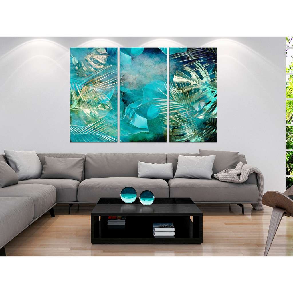 home24 Wandbild Turquoise and Gold (3-teilig)