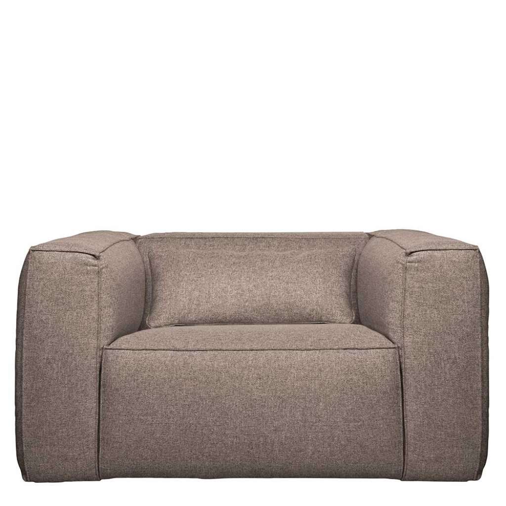 Moderner Polstersessel aus Webstoff in Taupe Armlehnen