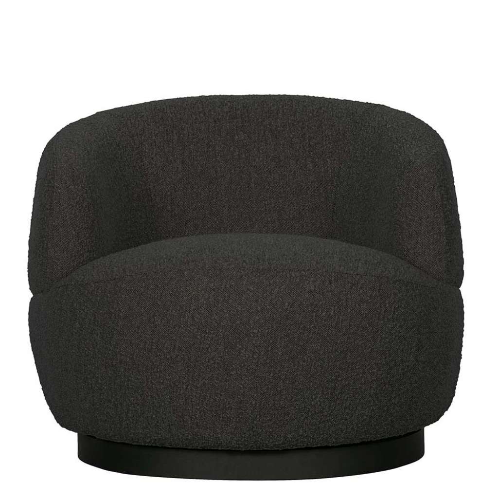 Retro Einzelsessel aus Bouclé Stoff Anthrazit mit Armlehnen
