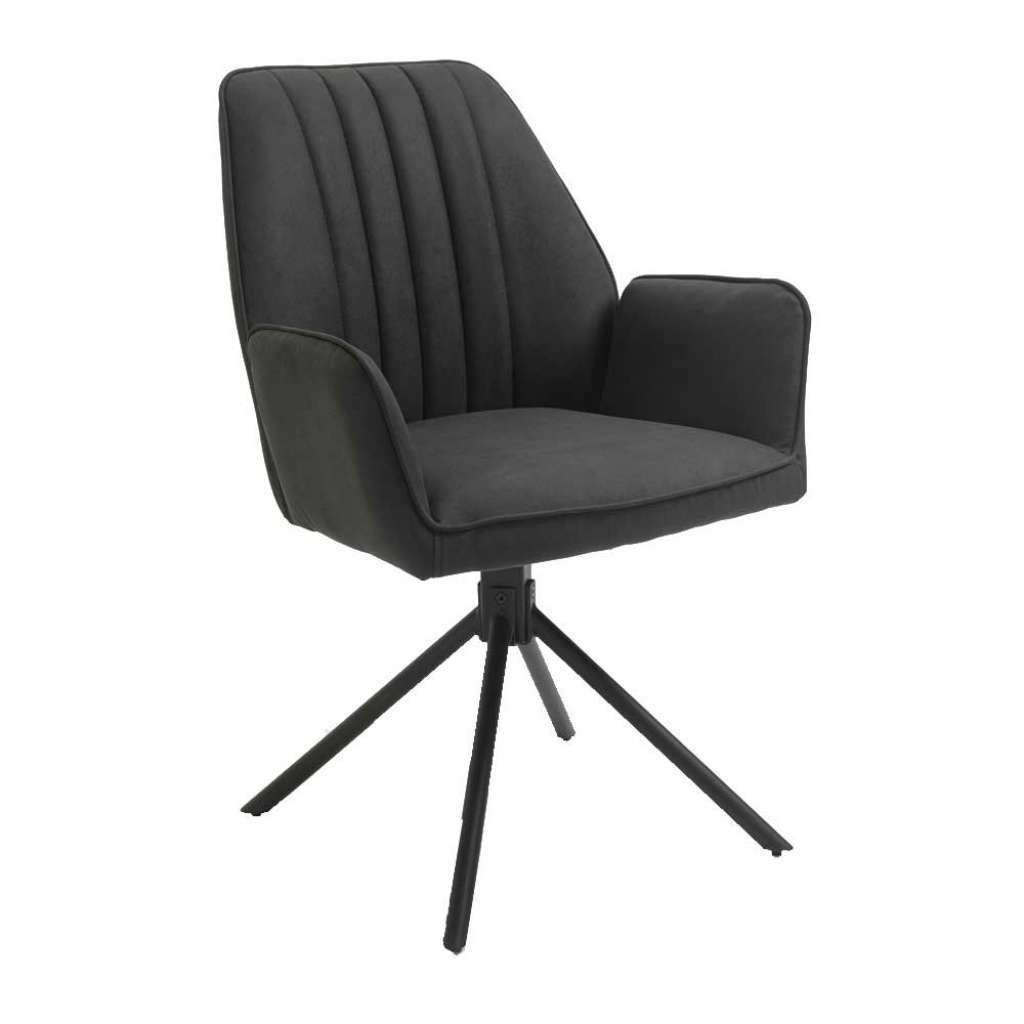 Polsterstuhl drehbar mit Armlehnen Anthrazit und Schwarz