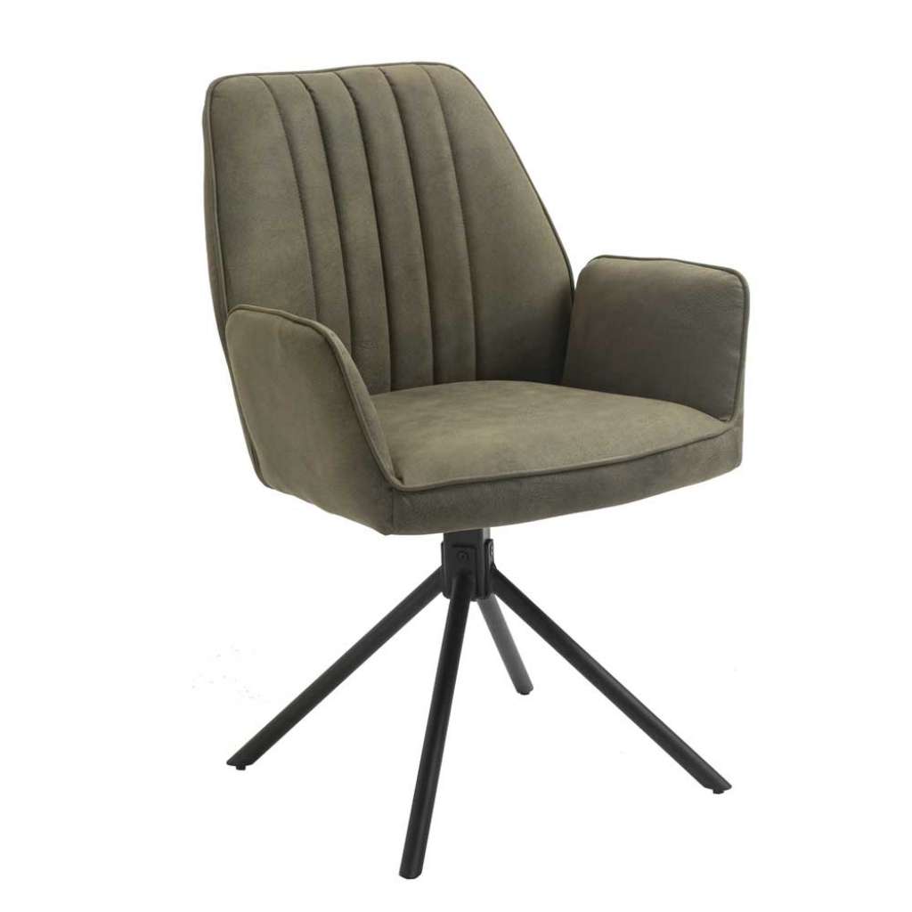 Esszimmerstuhl in Dunkelgrün und Schwarz drehbar