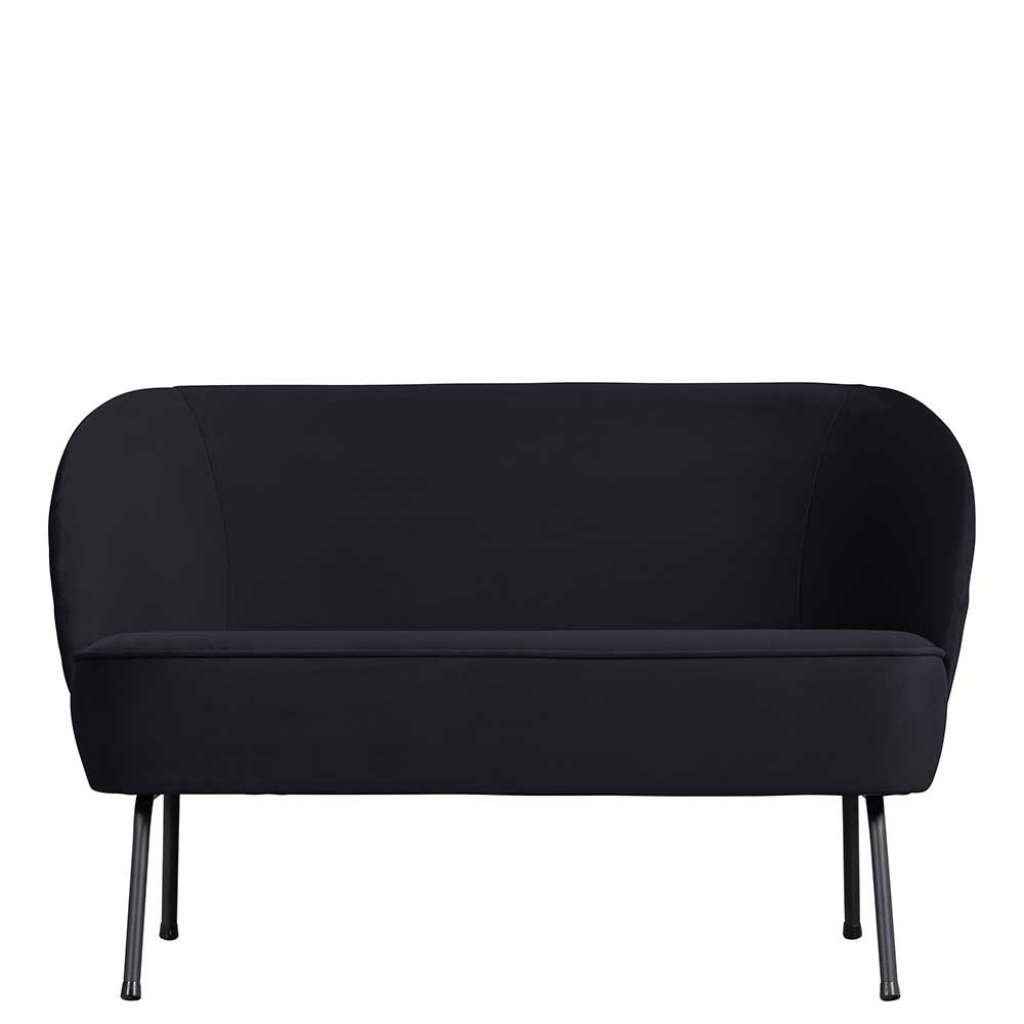 Kleine Couch im Retrostil Bezug Blauschwarz Samt