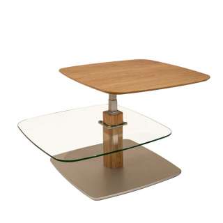 Moderner Couchtisch aus Wildeiche Massivholz und Sicherheitsglas Made in Germany