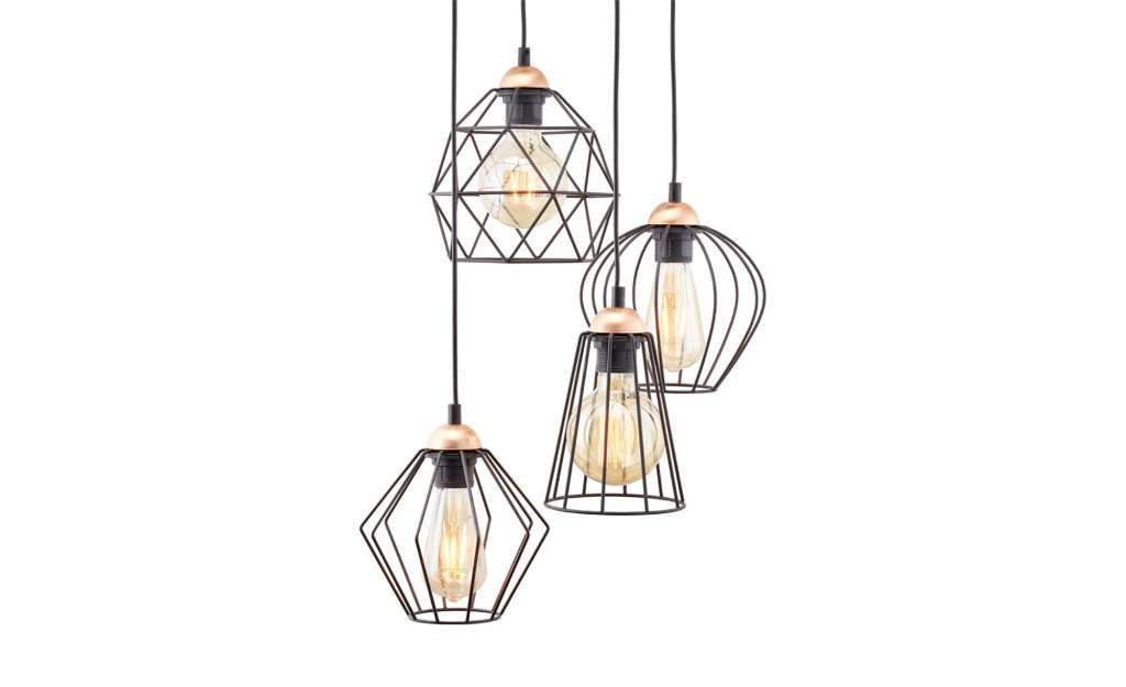 Pendelleuchte, 4-flammig, schwarz/ goldfarben ¦ schwarz Ø: 35 Lampen & Leuchten > Innenleuchten > Pendelleuchten - Höffner