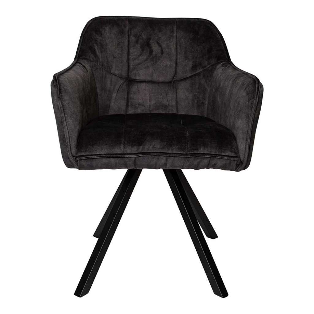 Armlehnenstuhl in Schwarz Samt aufwendigen Steppungen