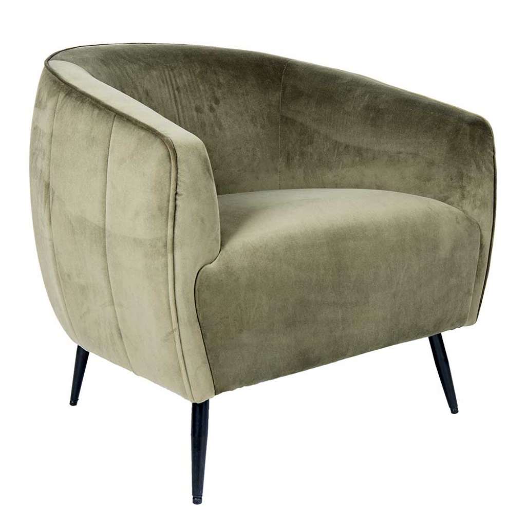 Lounge Sessel mit Bezug aus Samt Oliv Grün