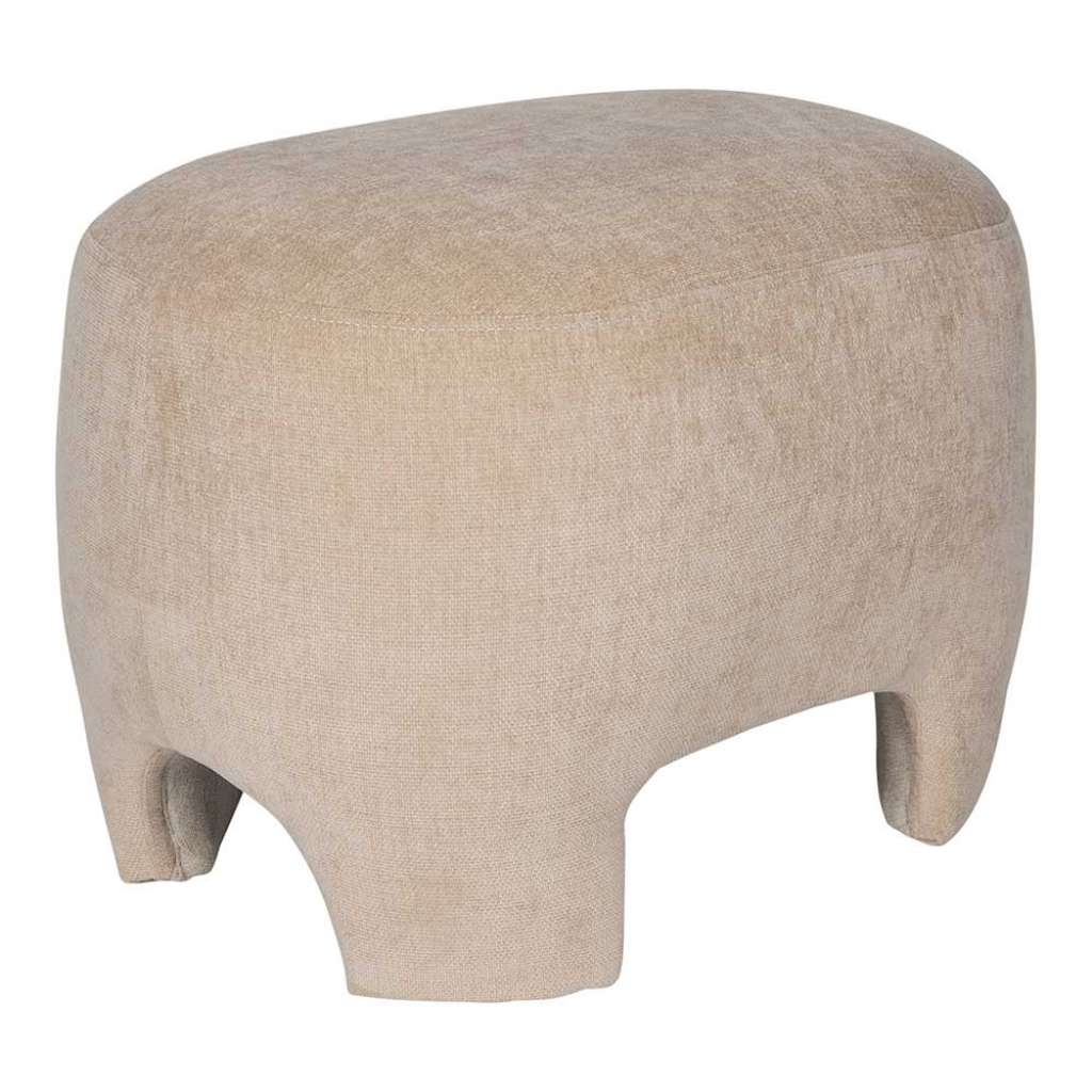 Design Polsterhocker in Beige Bezug aus Stoff
