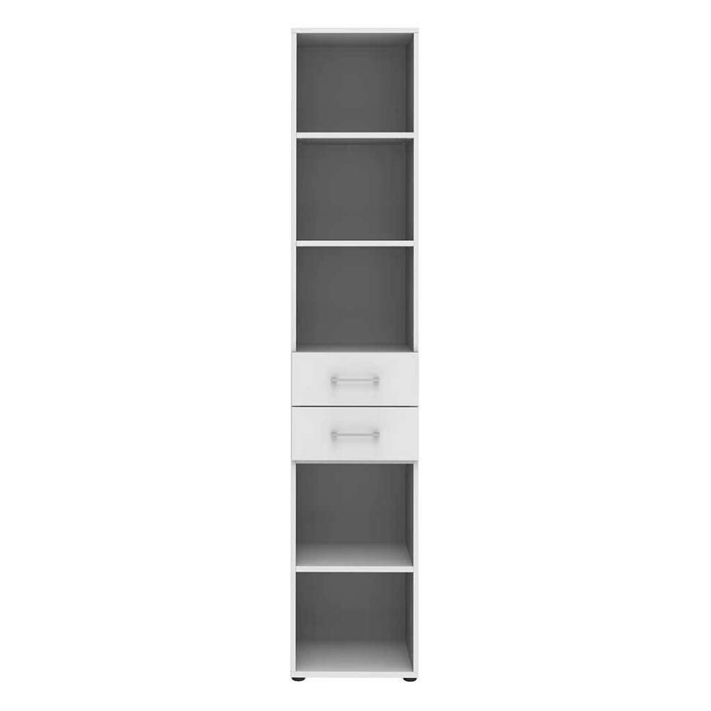 Büroregal 40 cm breit in Weiß zwei Schubladen