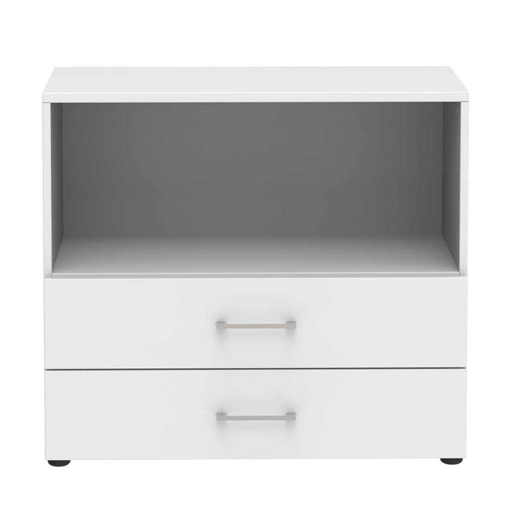 Büroregal weiß mit zwei Schubladen 72 cm hoch