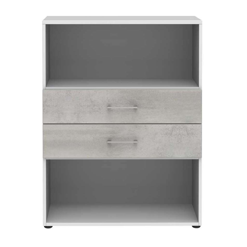 Kleines Ordnerregal mit zwei Schubladen 107 cm hoch