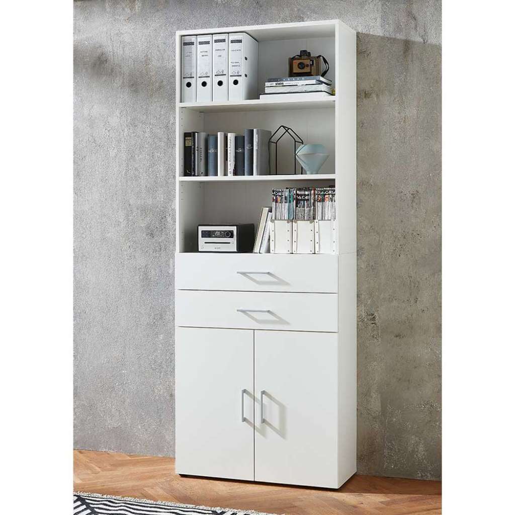 Weißer Ordnerschrank für Home Office zwei Schubladen