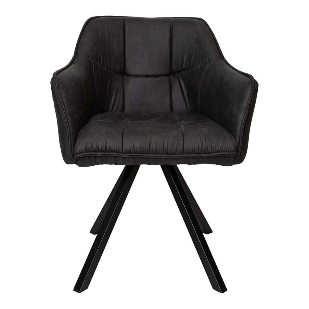 Esstischsessel in Anthrazit & Schwarz Bezug aus Kunstleder