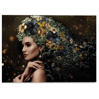 home24 Glasbild Elegante Frau Blumen