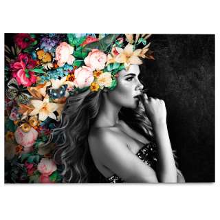 home24 Glasbild Elegante Frau Farbenfroh