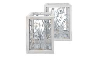Windlicht mit Glaseinsatz, 2er Set  Cut out Flower ¦ weiß ¦ Eisen, Holz, Glas Dekoration > Laternen & Windlichter - Höffner