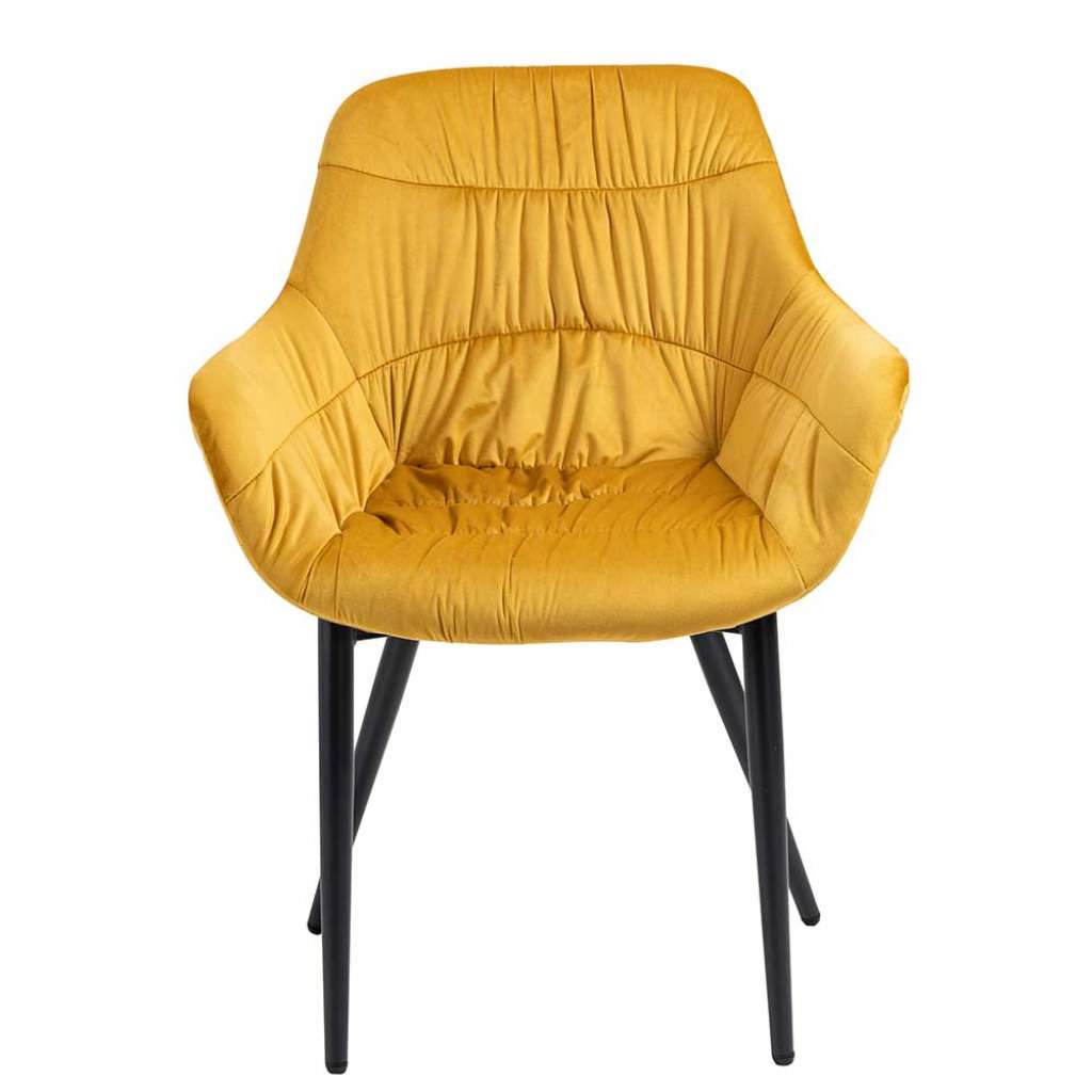 Gelber Polsterstuhl Esszimmer aus Samt Metall