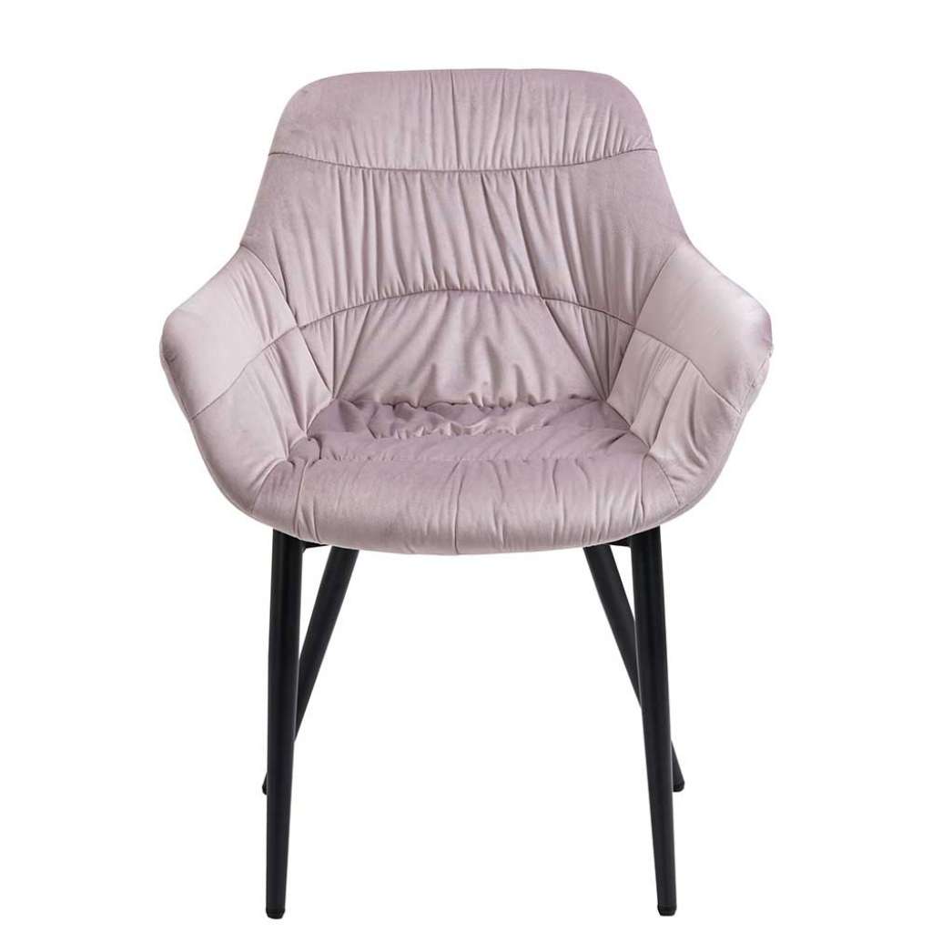 Rosa Armlehnstuhl mit Bezug aus Samt Gestell aus Metall