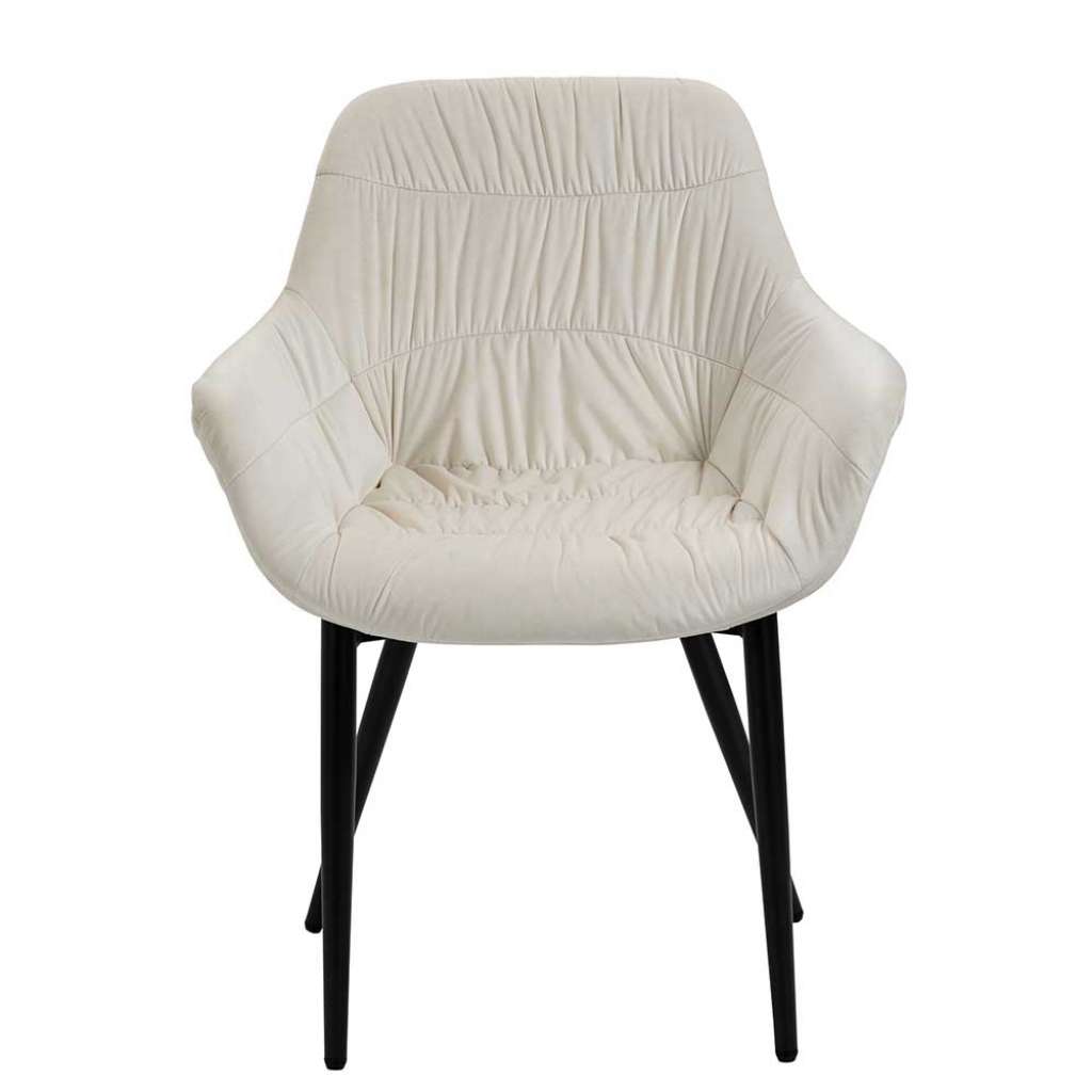 Esstischstuhl in Cremefarben Gestell aus Metall